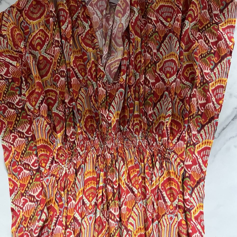 Rujuta Sheth Marie Cinch Kaftan Seashell Print Maxi Dress Sz M/L Resort Cover Up - Picture 10 of 10